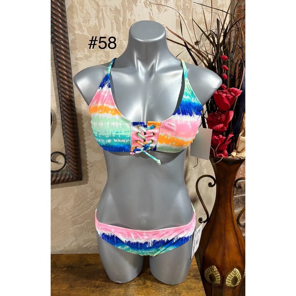 CALI FOR NIA Swimsuit Bikini 2ps Set RAINBOW